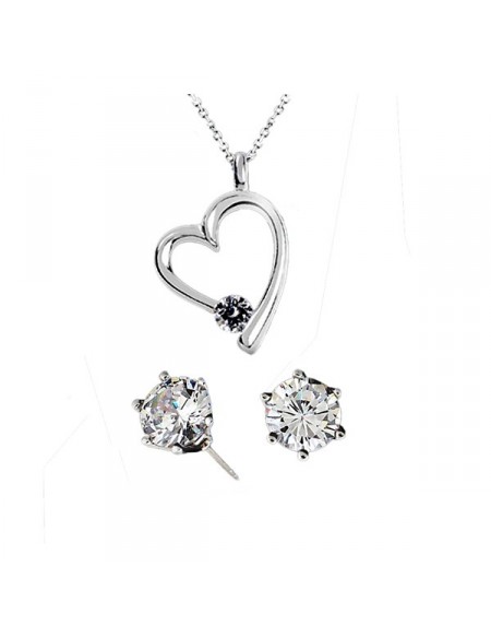 Set Corazón Zyrcon Plata