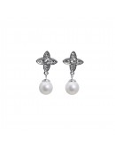 Earrings Trebol perla blanca