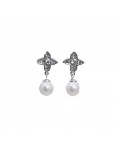 Earrings Trebol perla blanca