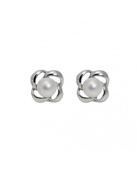 Earrings Espiral Perla Blanca