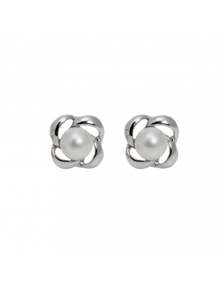 Earrings Espiral Perla Blanca